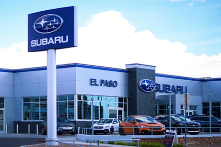 Exterior of Group 1 Subaru El Paso dealership, proud sponsor of Sessions Climbing + Fitness